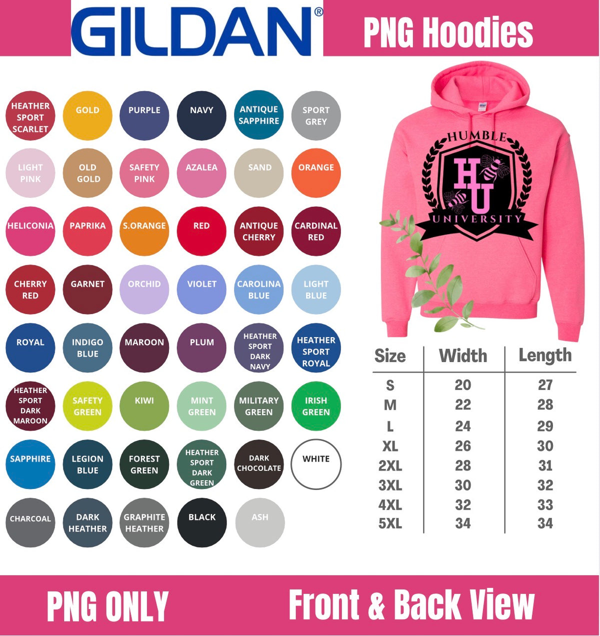 Gildan Hoodie PNG Mockup Bundle