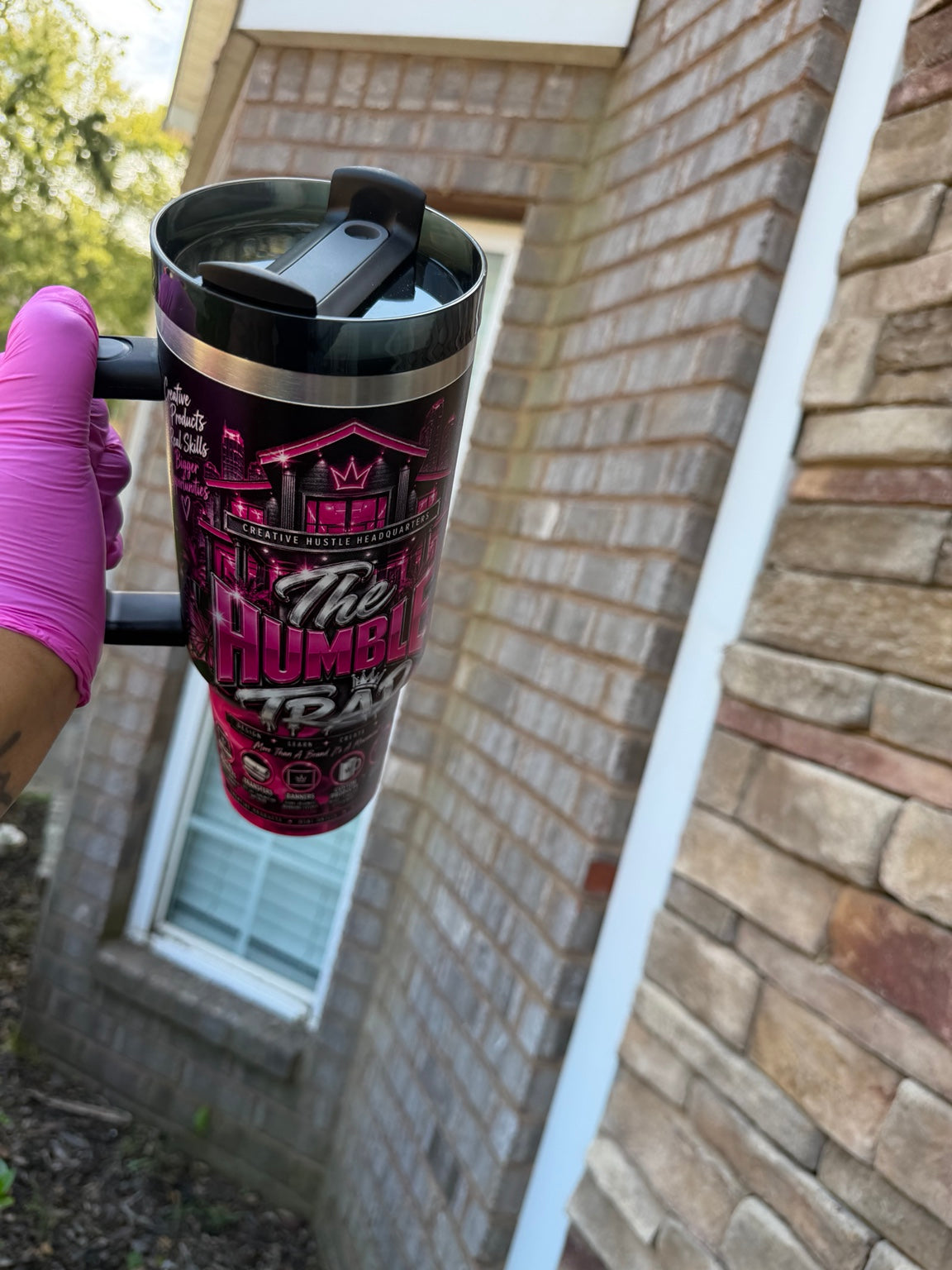 40oz fully customizable tumbler angled view